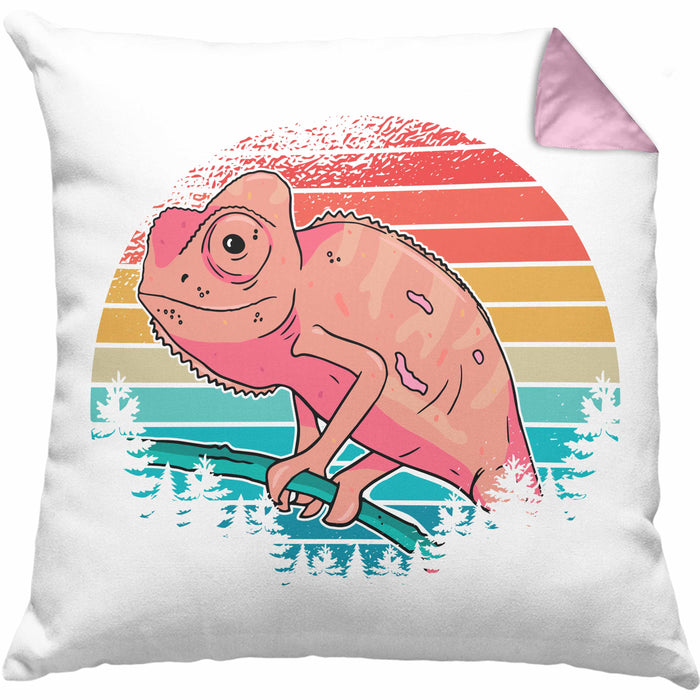 Chamäleon-Besitzer Kissen mit Füllung 40x40 Geschenk Grafik Chamäleon (Grau) Rosa Trendation