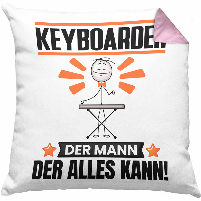 Keyboarder Kissen mit Füllung 40x40 Geschenk für Keyboarder Der Mann Der Alles Kann Geschenkidee zum Geburtstag (Grau) Rosa Trendation