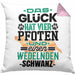 Hundebesitzer Kissen mit Füllung 40x40 Geschenk Glück Hat 4 Pfoten und Wedelnden Schwanz Geschenkidee Hunde Mama Frauchen Herrchen (Grau) Rosa Trendation