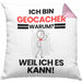 Geocacher Geschenk Kissen mit Füllung 40x40 Lustiger Spruch Ich Bin Geocacher Warum Weil Ich Es Kann Geschenkidee Bester Geocacher Geburtstag (Grau) Rosa Trendation