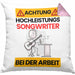 Songwriter Kissen mit Füllung 40x40 Geschenk Lustiger Spruch Geschenkidee für Songwriter Achtung Hochleistungs Songwriter Bei Der Arbeit (Grau) Rosa Trendation