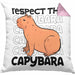 Respect The Capybara Kissen mit Füllung 40x40 Capybara Tier Geschenk für Capybara Liebhaber (Grau) Rosa Trendation