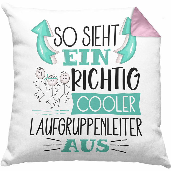 So Sieht Ein Richtig Cooler Laufgruppenleiter Aus Geschenk Kissen mit Füllung 40x40 Lustiger Spruch Geschenkidee (Grau) Rosa Trendation