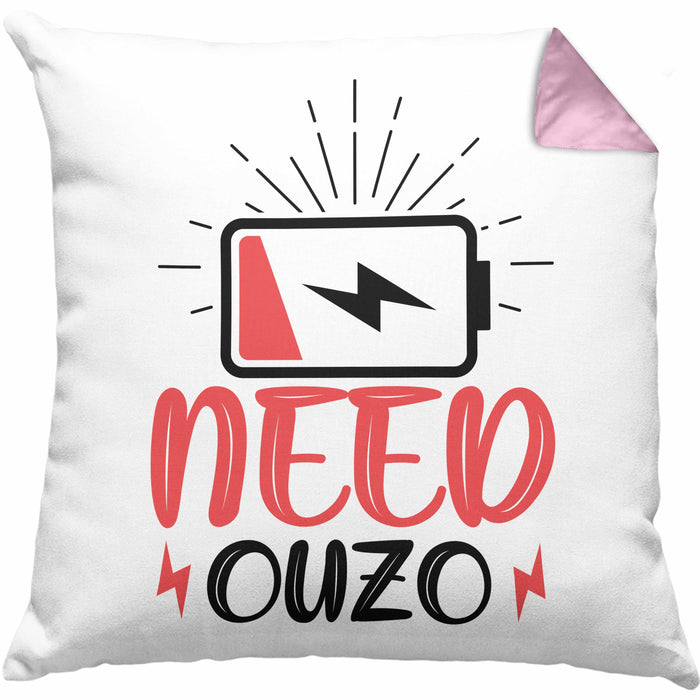 Need Ouzo Kissen mit Füllung 40x40 Geschenk Griechenland Geschenkidee (Grau) Rosa Trendation