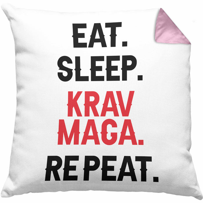 Krav Maga Kissen mit Füllung 40x40 Geschenk Kampfsportler Geschenkidee Selbstverteidigung (Grau) Rosa Trendation