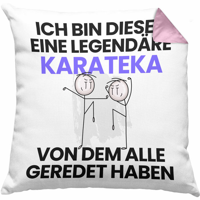 Karateka Geschenk Kissen mit Füllung 40x40 Lustige Geschenkidee Geburtstag für Karateka Ich Bin Dieser Legendäre Karateka Von Dem Alle Geredet Haben (Grau) Rosa Trendation