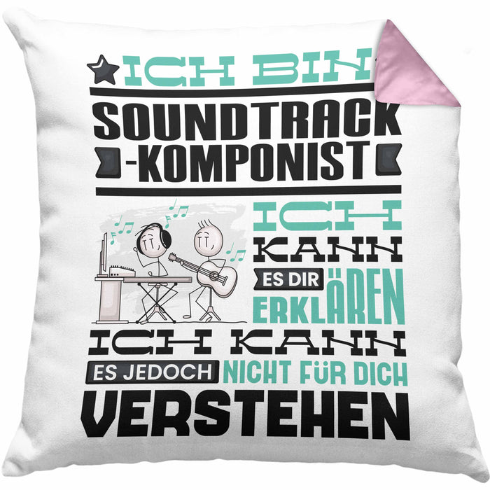 Soundtrack-Komponist Geschenk Kissen mit Füllung 40x40 Lustige Geschenkdiee für einen Soundtrack-Komponist Geburtstag Ich Bin Soundtrack-Komponist Ich Kann Es Dir Erklären Aber Nicht Für Dich Verstehen (Grau) Rosa Trendation