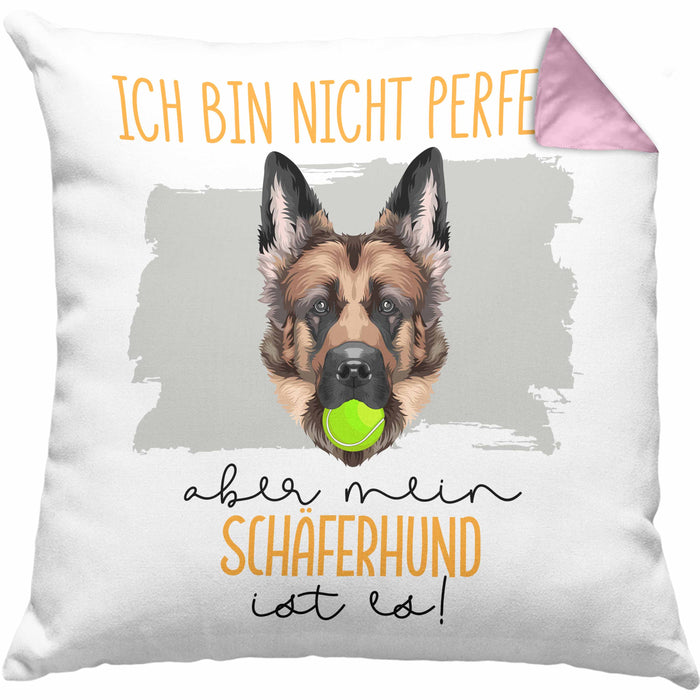 Schäferhund Besitzer Kissen mit Füllung 40x40 Geschenk Lustiger Spruch Geschenkidee Besitzerin Ich Bin Nicht toll Aber Mein Schäferhund Ist Es (Grau) Rosa Trendation