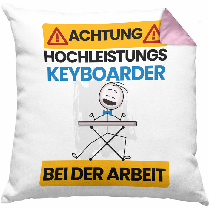 Keyboarder Kissen mit Füllung 40x40 Geschenk Lustiger Spruch Geschenkidee für Keyboarder Achtung Hochleistungs Keyboarder Bei Der Arbeit (Grau) Rosa Trendation