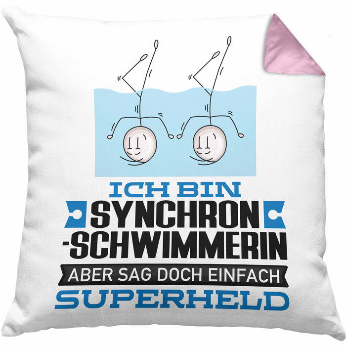 Synchronschwimmerin Geschenk Kissen mit Füllung 40x40 Ich Bin Synchronschwimmerin Aber Sag Doch Einfach Superheld Lustige Geschenkdiee für Synchronschwimmerin (Grau) Rosa Trendation