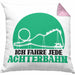 Vergnügungspark Kissen mit Füllung 40x40 Geschenk Lustiger Spruch Ich Fahre Jede Achterbahn Geschenkidee Geburtstag (Grau) Rosa Trendation