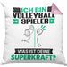 Volleyballspieler Kissen mit Füllung 40x40 Geschenk für Volleyballspieler Geburtstag Lustiger Spruch Was Ist Deine Superkraft (Grau) Rosa Trendation
