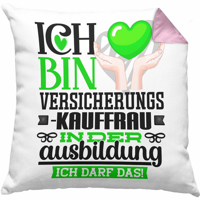 Versicherungskauffrau Ausbildung Start Geschenk Kissen mit Füllung 40x40 Ich Bin Versicherungskauffrau In Der Ausbildung Ich Darf Das Geschenkidee (Grau) Rosa Trendation