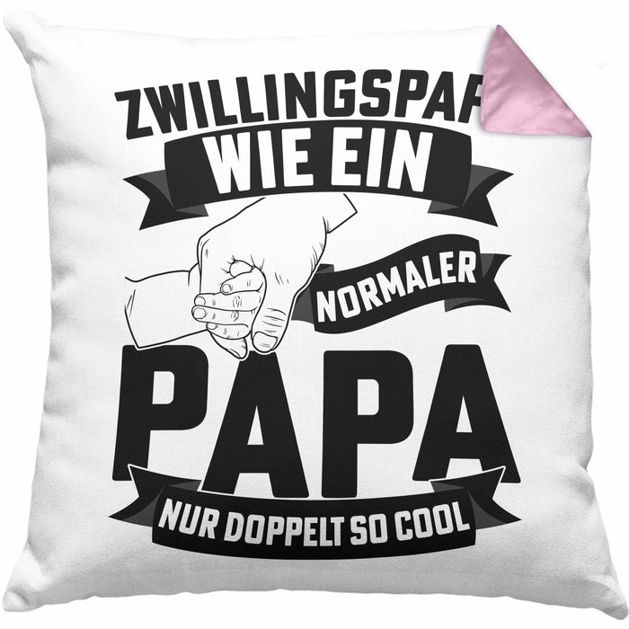 Zwillings-Papa Kissen mit Füllung 40x40 Geschenk WIe Ein Normaler Papa Nur Doppelt So Cool Vatertag Geschenkidee Zwillinge (Grau) Rosa Trendation