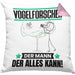 Vogelforscher Kissen mit Füllung 40x40 Geschenk für Vogelforscher Der Mann Der Alles Kann Geschenkidee zum Geburtstag (Grau) Rosa Trendation