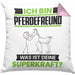 Pferdefreund Kissen mit Füllung 40x40 Geschenk für Pferdefreund Geburtstag Lustiger Spruch Was Ist Deine Superkraft (Grau) Rosa Trendation