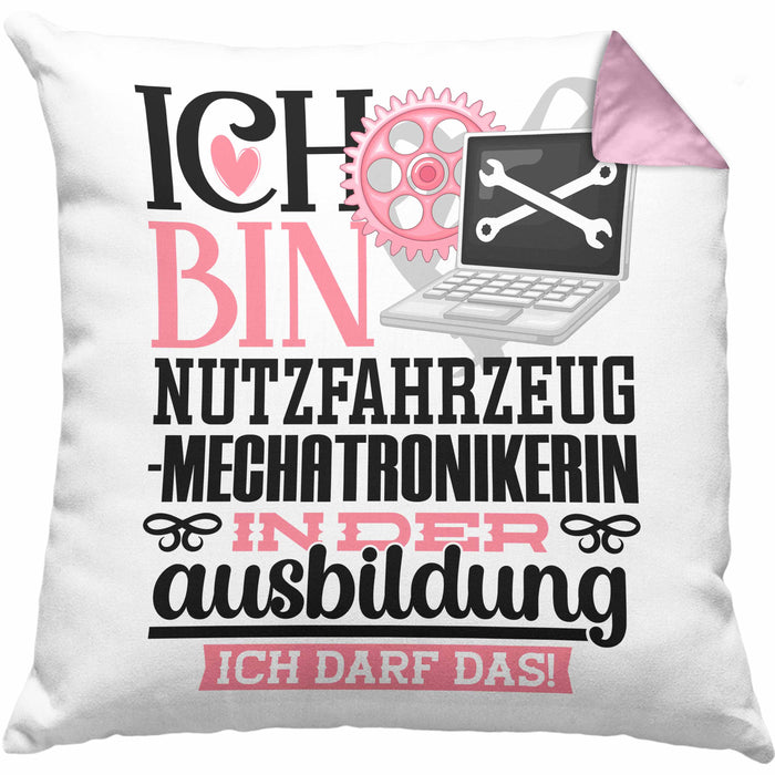 Nutzfahrzeugmechatronikerin Ausbildung Start Geschenk Kissen mit Füllung 40x40 Ich Bin Nutzfahrzeugmechatronikerin In Der Ausbildung Ich Darf Das Geschenkidee (Grau) Rosa Trendation