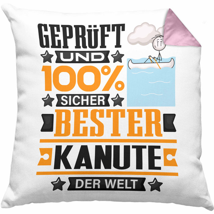 Kanute Geschenk Lustiger Spruch für Kanute Geschenkidee Bester Kanute Der WeltKissen mit Füllung 40x40 (Grau) Rosa Trendation