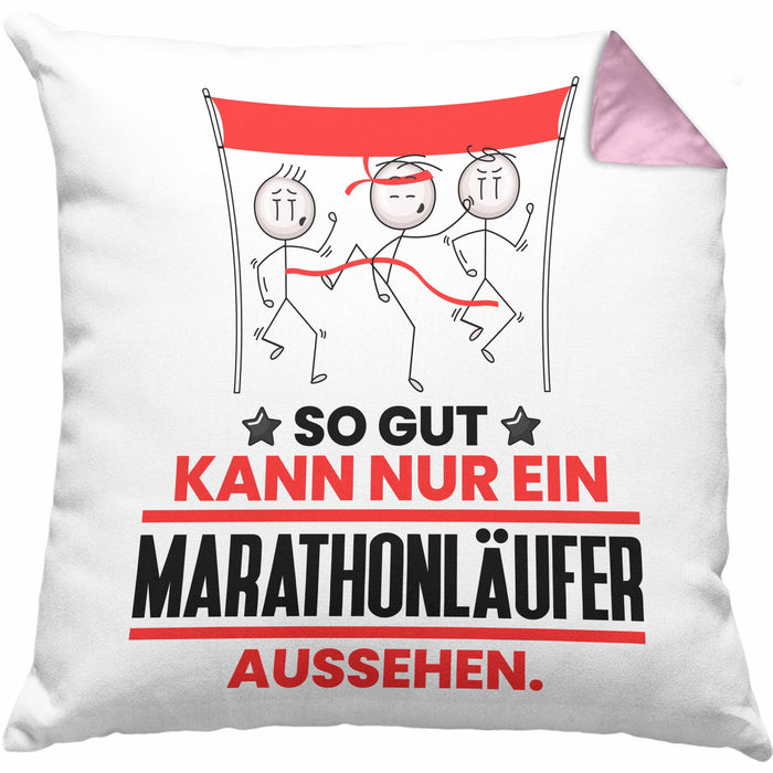 Marathonläufer Geschenk Kissen mit Füllung 40x40 So Gut Kann Nur Ein Marathonläufer Aussehen Geschenkidee (Grau) Rosa Trendation