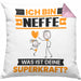 Neffe Kissen mit Füllung 40x40 Geschenk für Neffe Geburtstag Lustiger Spruch Was Ist Deine Superkraft (Grau) Rosa Trendation