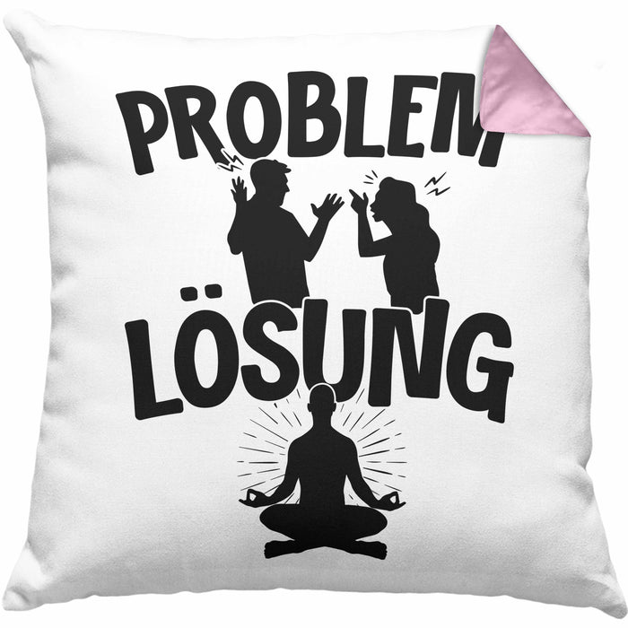 Yoga Kissen mit Füllung 40x40 Geschenk für Yogalehrer Männer Geschenkidee Problem und Lösung Yoga (Grau) Rosa Trendation