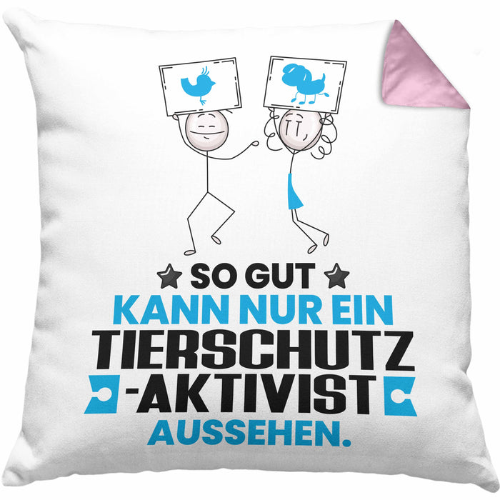 Tierschutzaktivist Geschenk Kissen mit Füllung 40x40 So Gut Kann Nur Ein Tierschutzaktivist Aussehen Geschenkidee (Grau) Rosa Trendation