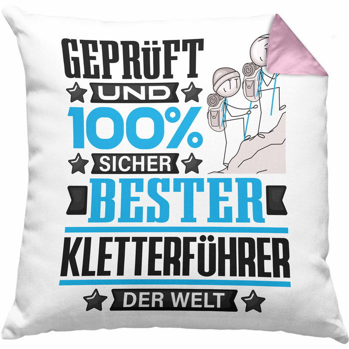 Kletterführer Geschenk Lustiger Spruch für Kletterführer Geschenkidee Bester Kletterführer Der WeltKissen mit Füllung 40x40 (Grau) Rosa Trendation