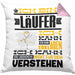 Läufer Geschenk Kissen mit Füllung 40x40 Geschenkidee für Läufer Geburtstag Lustiger Spruch Ich Bin Läufer Ich Kann Es Dir Erklären Aber Nicht Für Dich Verstehen (Grau) Rosa Trendation