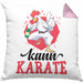 Huhn Kissen mit Füllung 40x40 Geschenk Huhn Kann Karate Geschenkidee Humor (Grau) Rosa Trendation
