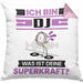 DJ Kissen mit Füllung 40x40 Geschenk für DJ Geburtstag Lustiger Spruch Was Ist Deine Superkraft (Grau) Rosa Trendation