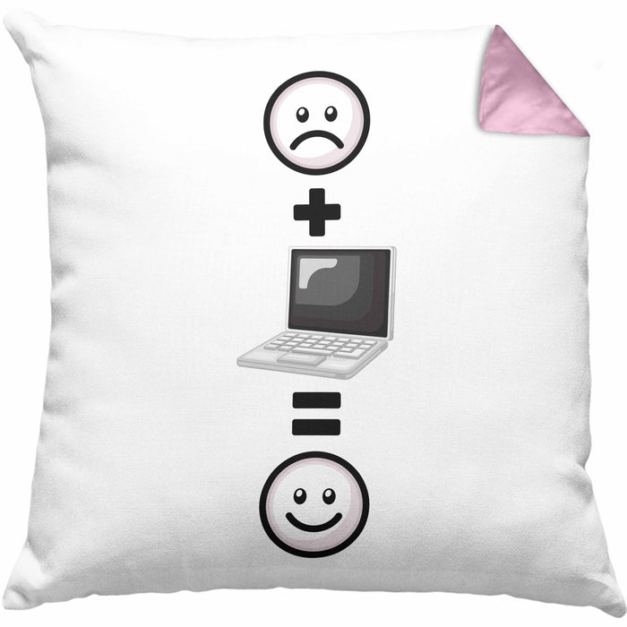 Computer IT Spezialist Kissen mit Füllung 40x40 Geschenk für Programmierer :( + PC = :) Lustige Geschenkidee Geburtstag (Grau) Rosa Trendation