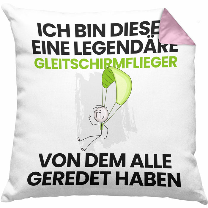 Gleitschirmflieger Geschenk Kissen mit Füllung 40x40 Lustige Geschenkidee Geburtstag für Gleitschirmflieger Ich Bin Dieser Legendäre Gleitschirmflieger Von Dem Alle Geredet Haben (Grau) Rosa Trendation