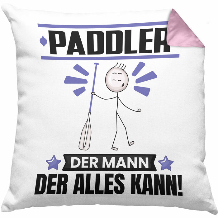 Paddler Kissen mit Füllung 40x40 Geschenk für Paddler Der Mann Der Alles Kann Geschenkidee zum Geburtstag (Grau) Rosa Trendation