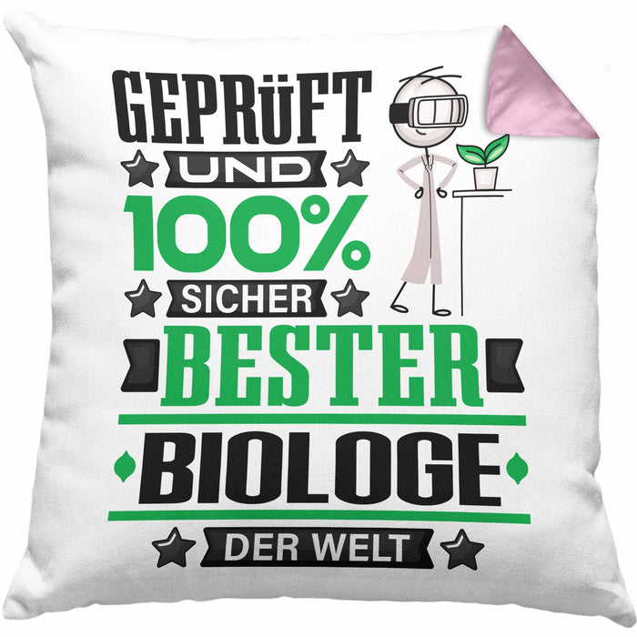 Biologe Geschenk Lustiger Spruch für Biologe Geschenkidee Bester Biologe Der WeltKissen mit Füllung 40x40 (Grau) Rosa Trendation