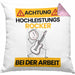 Rocker Kissen mit Füllung 40x40 Geschenk Lustiger Spruch Geschenkidee für Rocker Achtung Hochleistungs Rocker Bei Der Arbeit (Grau) Rosa Trendation