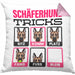 Schäferhund Besitzer Kissen mit Füllung 40x40 Geschenk Lustiger Spruch Geschenkidee Schäferhund Tricks Bleib (Grau) Rosa Trendation