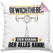 Gewichtheber Kissen mit Füllung 40x40 Geschenk für Gewichtheber Der Mann Der Alles Kann Geschenkidee zum Geburtstag (Grau) Rosa Trendation