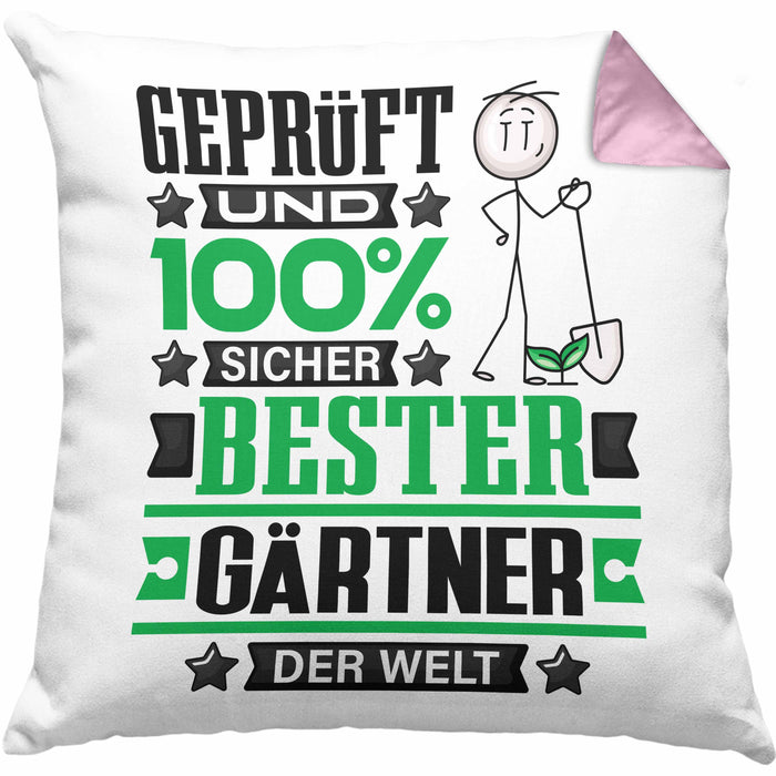 Gärtner Geschenk Lustiger Spruch für Gärtner Geschenkidee Bester Gärtner Der WeltKissen mit Füllung 40x40 (Grau) Rosa Trendation