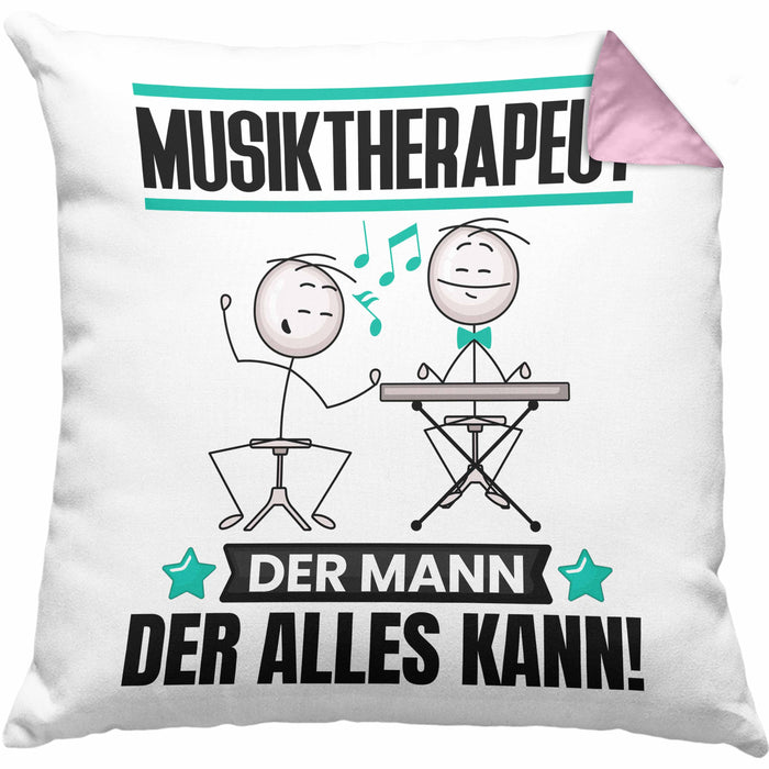 Musiktherapeut Kissen mit Füllung 40x40 Geschenk für Musiktherapeut Der Mann Der Alles Kann Geschenkidee zum Geburtstag (Grau) Rosa Trendation
