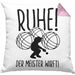 Boule Kissen mit Füllung 40x40 Geschenk Boule-Spieler Geschenkidee Spruch Ruhe Der Meister Wirft (Grau) Rosa Trendation