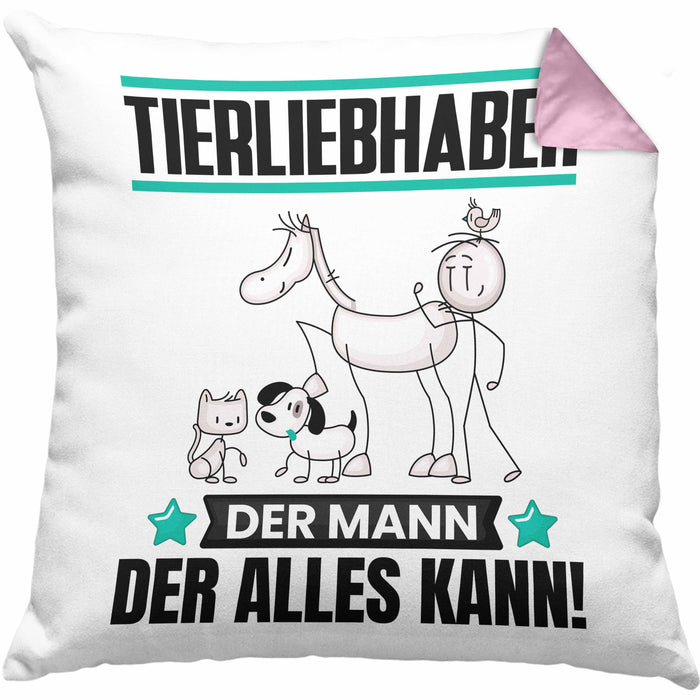 Tierwohlhaber Kissen mit Füllung 40x40 Geschenk für Tierwohlhaber Der Mann Der Alles Kann Geschenkidee zum Geburtstag (Grau) Rosa Trendation