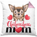 Chihuhahua Mom Mama Besitzer Kissen mit Füllung 40x40 Geschenkidee Frauchen Herrchen (Grau) Rosa Trendation