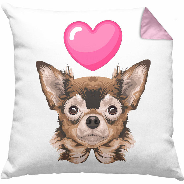 Chihuhahua Besitzer Kissen mit Füllung 40x40 Geschenk Chihuhahua Besitzer Geschenkidee Frauchen Herrchen (Grau) Rosa Trendation