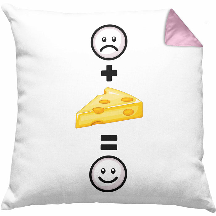 Käse Kissen mit Füllung 40x40 Geschenk für Käse-Liebhaber Fans Lustige Geschenkidee :( + Käse = :) Geburtstag (Grau) Rosa Trendation