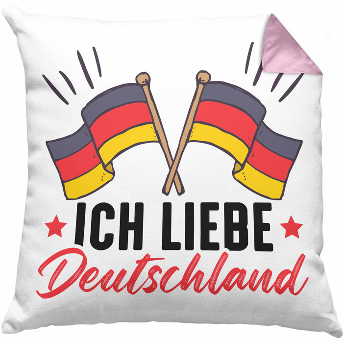 Ich Liebe Deutschland Kissen mit Füllung 40x40 Geschenk Geschenkidee Flagge (Grau) Rosa Trendation