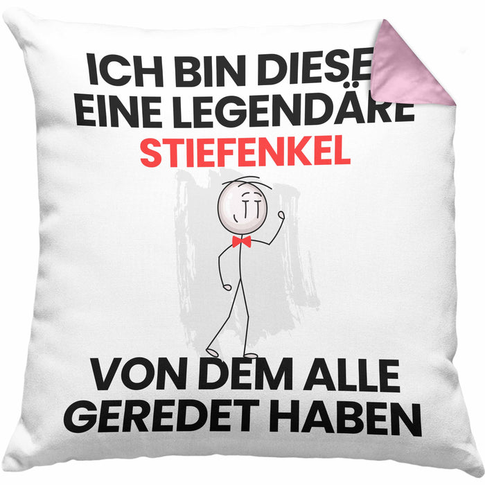 Stiefenkel Geschenk Kissen mit Füllung 40x40 Lustige Geschenkidee Geburtstag für Stiefenkel Ich Bin Dieser Legendäre Stiefenkel Von Dem Alle Geredet Haben (Grau) Rosa Trendation
