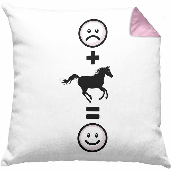 Pferde Kissen mit Füllung 40x40 Geschenk für Reiterin Pferdesport :( + Pferde = :) Lustige Geschenkidee Geburtstag (Grau) Rosa Trendation