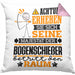 Bogenschießer Geschenk Kissen mit Füllung 40x40 Lustiger Spruch Erheben Sie Sich Der Bogenschießer Betritt den Raum (Grau) Rosa Trendation