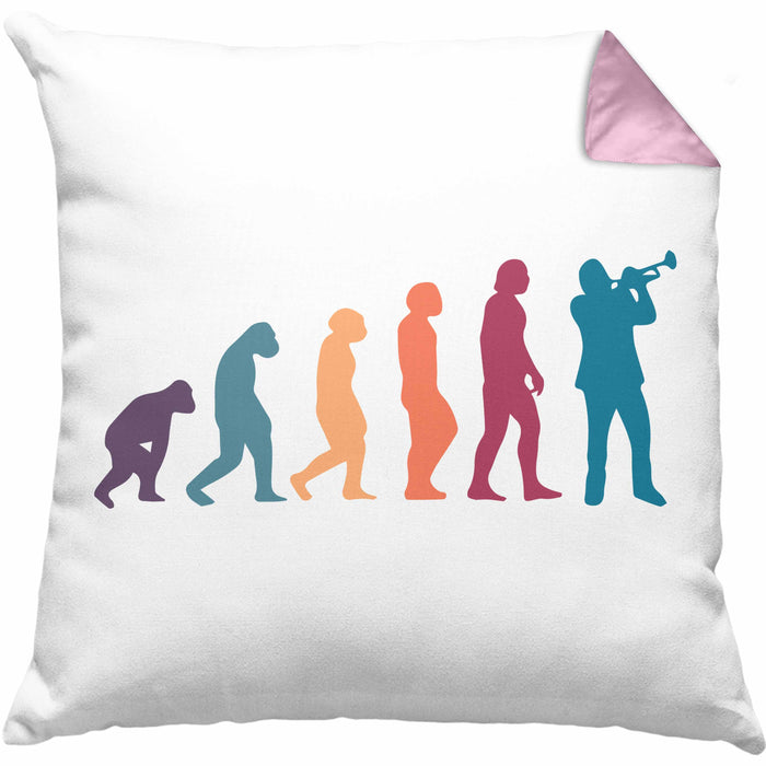 Posaunist Kissen mit Füllung 40x40 Geschenk Evolution Posaune Kaffee Geschenkidee Lustig (Grau) Rosa Trendation
