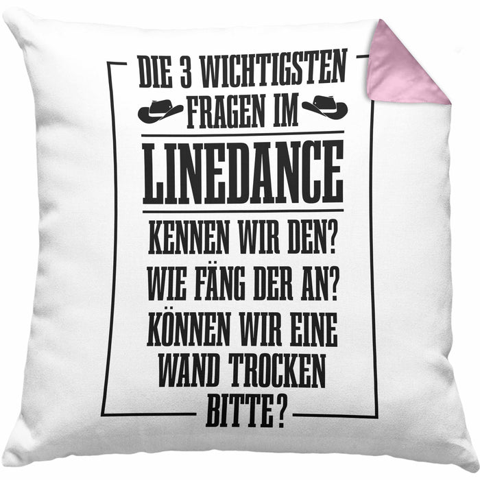 Linedance Geschenke Kissen mit Füllung 40x40 Geschenkidee Spruch Line Dance Frauen Sprüche Können Wir eine Wand Trocken (Grau) Rosa Trendation